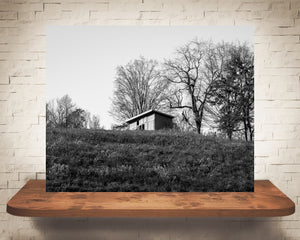 Fall Barn Photograph Black White