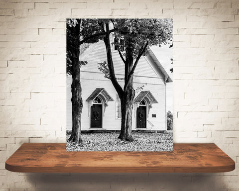 Fall Church Photograph Black White