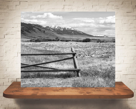 Mountain Fence Photograph Black White