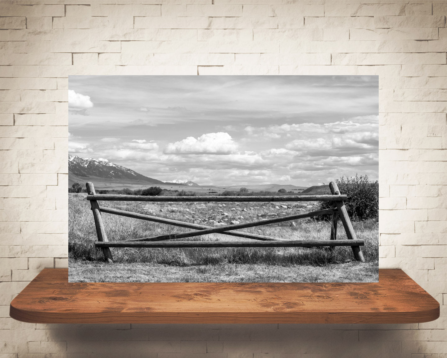 Mountain Fence Photograph Black White