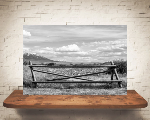 Mountain Fence Photograph Black White