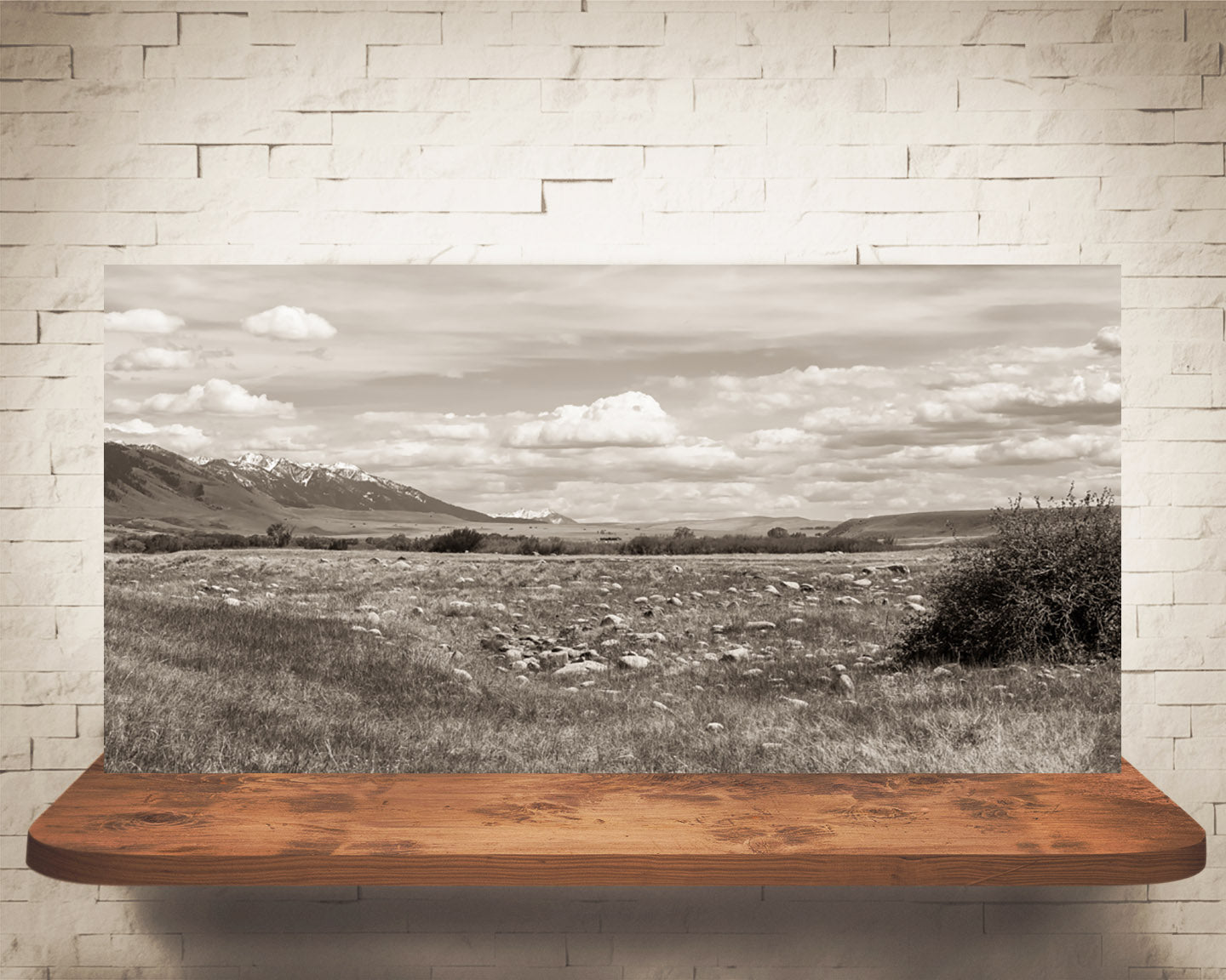 Mountain Field Photograph Sepia